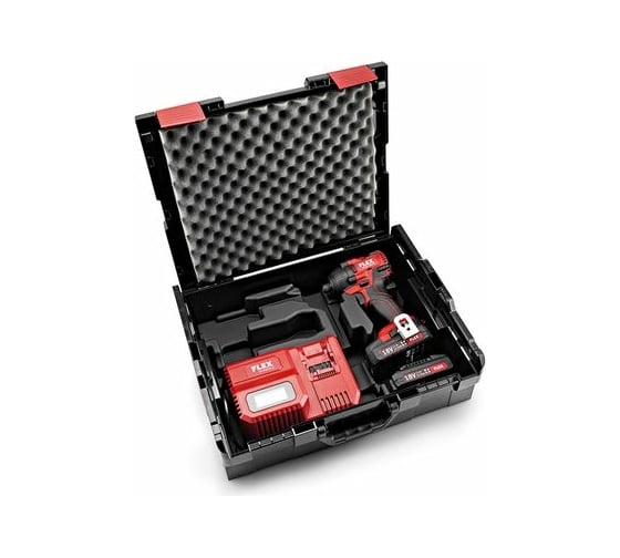 Трехскоростной ударный аккумуляторный шуруповерт FLEX ID 1/4" 18.0-EC/5.0 Set 504920