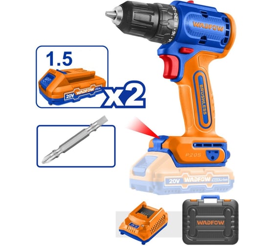 Шуруповерт аккумуляторный WADFOW 20В 50 Нм, б/щ 5 WCDP552