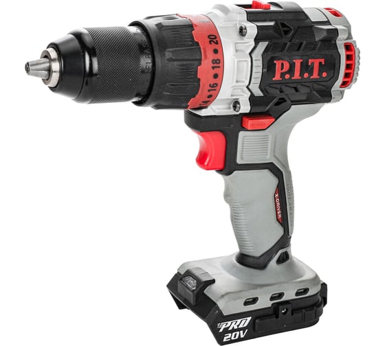 Дрель ударная аккум. бесщёточная P.I.T. X-DRIVER SOLO (20В, 110Нм, мет патрон 13мм, 2ск) PSB20H-13C