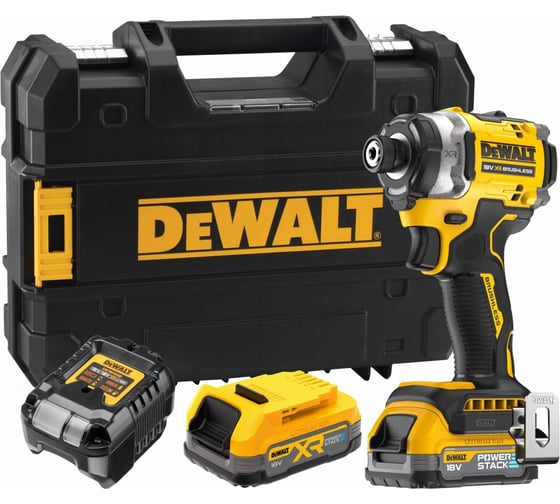 Аккумуляторный шуруповерт Dewalt DCF860E2T, 18 В, 282 Нм, 4500 уд/мин, с 2 АКБ 1.7 Ач и ЗУ, в кейсе TSTAK () DCF860E2T-QW