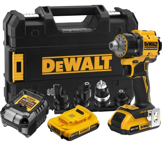Аккумуляторная дрель-шуруповерт Dewalt DCD803D2T, 18 В, 1650 об/мин, с комплектом насадок, 2 АКБ 2 Ач и ЗУ, в кейсе TSTAK DCD803D2T-QW