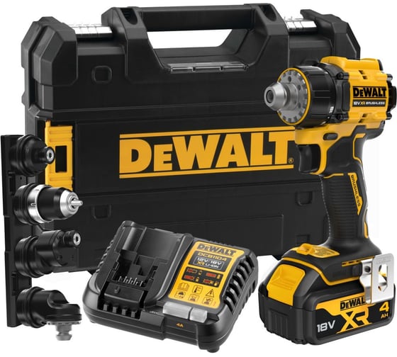 Аккумуляторная дрель-шуруповерт Dewalt DCD803M1T, 18 В, 1650 об/мин, с комплектом насадок, АКБ 4 Ач и ЗУ, в кейсе TSTAK DCD803M1T-QW