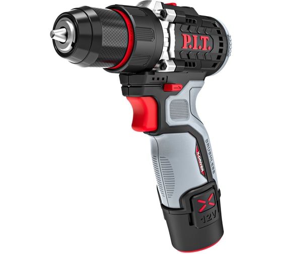 Дрель аккумуляторная бесщёточная P.I.T. PBM12K-10B/5 (12В, 35Нм, 10 мм, 2ск, 2 акб 2,0Ач, ЗУ, мет патр кейс) 101301304210