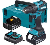 Дрель-шуруповерт аккумуляторная Makita LXT 18 В, бесщеточная, XPT, патрон 13 мм, 50/27 Нм, 2x3.0 Ач, аккумуляторы и зарядное устройство, Makpac 2 DDF490F003