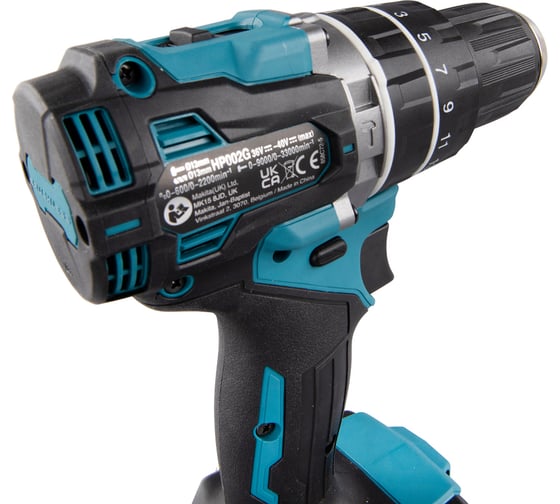 Ударная аккумуляторная дрель-шуруповерт Makita XGT BL/XPT 40В, 0-2200 об\мин;33000уд\м, 13 HP002GD201