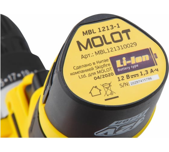 Аккумуляторная дрель-шуруповерт MOLOT MBD 1213-1 Li MBD12131Li0029