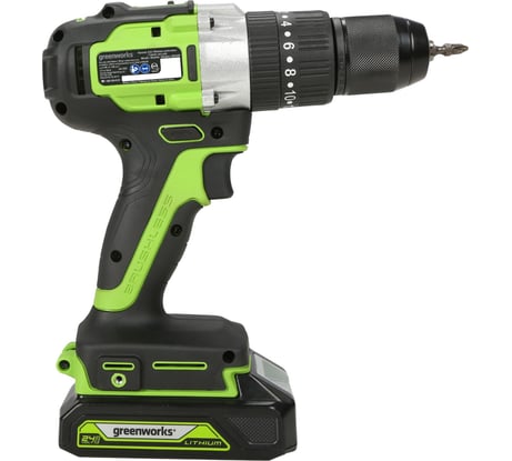 Аккумуляторная дрель-шуруповерт GreenWorks GD24DD60K2 3704107UA