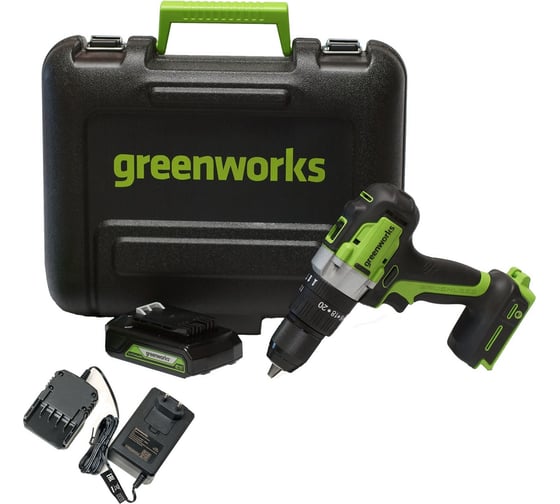 Аккумуляторная дрель-шуруповерт GreenWorks GD24DD60K2 3704107UA
