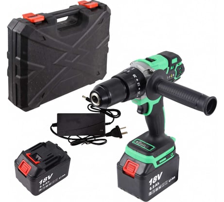 Аккумуляторная ударная дрель-шуруповерт Zitrek Green Impact 18V (18В, Li-ion 2x5.0Ач) 063-4046