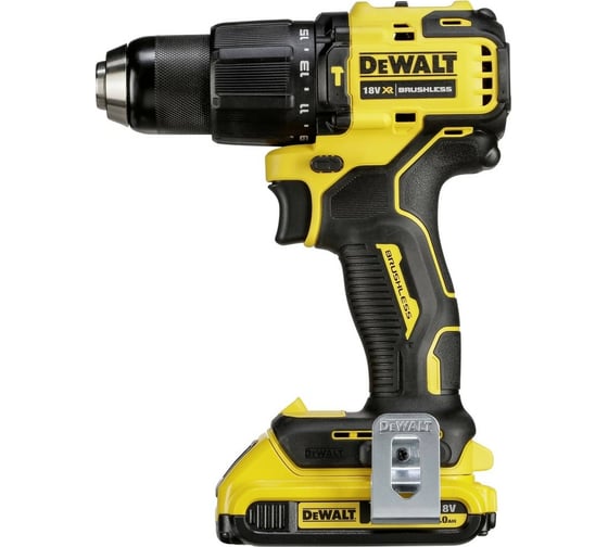 Ультракомпактная бесщёточная ударная дрель-шуруповерт DEWALT 18 В XR, БЗП патрон 13 мм, 2 батареи 5.0Ач DCD709P2T-QW