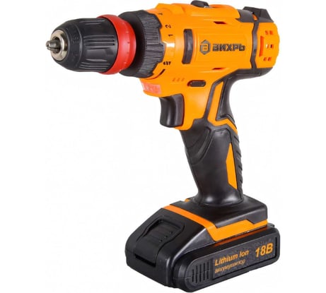 Аккумуляторная дрель-шуруповерт Вихрь ДА-18Л-2КC, 2.0 А/ч 72/14/34
