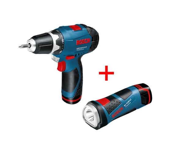 Аккумуляторная дрель-шуруповерт Bosch GSR 10,8 V2-LI + аккумуляторный фонарь Bosch GLI 10,8 0.601.868.008