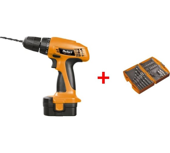 Аккумуляторная дрель-шуруповерт DEFORT DCD-12Nx2D + набор сверл и бит DS-24 98296020 1