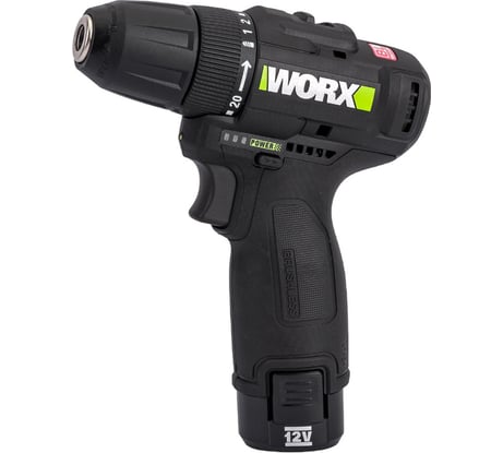 Аккумуляторная дрель-шуруповерт WORX Professional 12В, 38Нм, 2Ач х2 + 1,5 А WE210.2