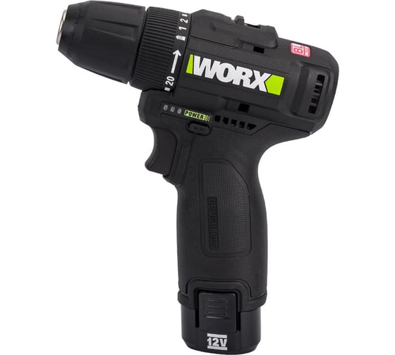 Аккумуляторная дрель-шуруповерт WORX Professional 12В, 38Нм, 2Ач х2 + 1,5 А WE210.2
