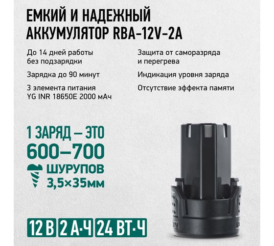 Бесщеточный аккумуляторный шуруповерт Rokodil Twist 2 Air 12 в, 36 нм, 2 ач, 1400 об/мин (2 АКБ) 1047298
