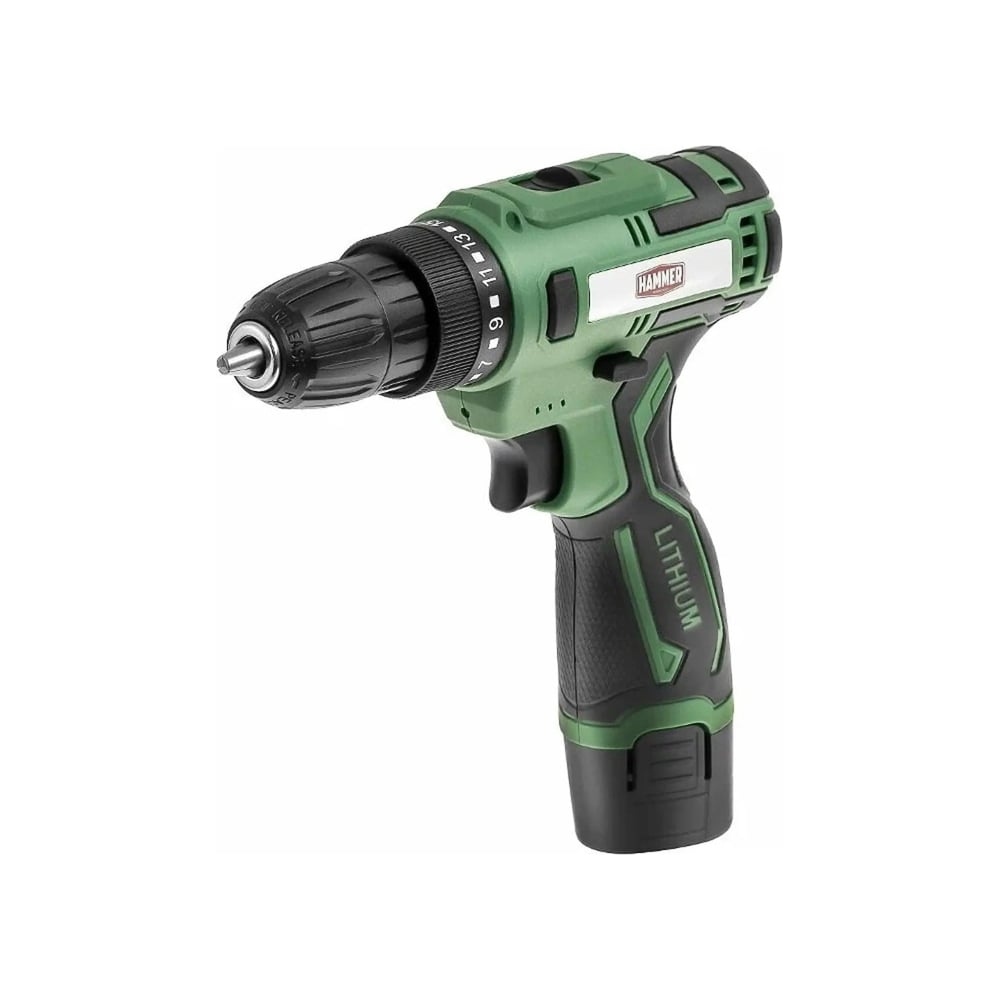 Аккумуляторная дрель Hammer промо 12в 1x1.5ач liion 10мм 0-350/0-1350об ...