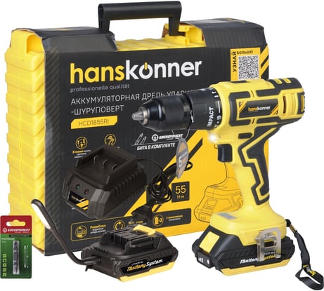 Аккумуляторный шуруповерт Hanskonner HCD1855RI