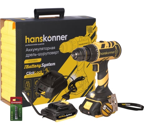 Аккумуляторный шуруповерт Hanskonner HCD1865
