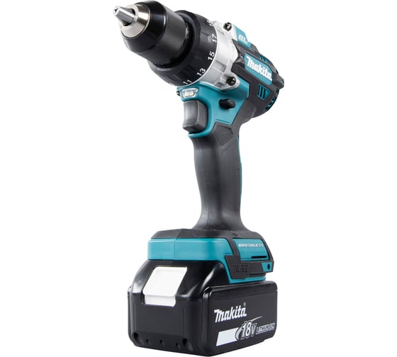 Ударная аккумуляторная дрель-шуруповерт Makita LXT BL 18 В, 13 мм, 125/65 Нм, 2x5.0 Ач, ЗУ, Makpac DHP486RTJ