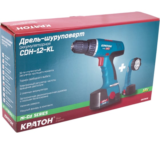 Аккумуляторная дрель-шуруповерт Кратон CDH-12-KL 3 11 01 038