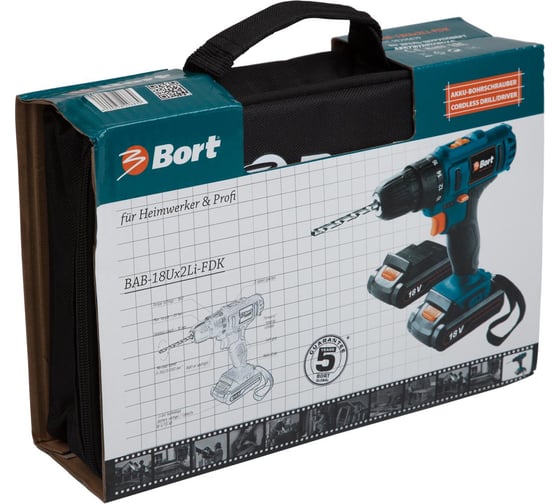 Аккумуляторная дрель-шуруповерт Bort BAB-18Ux2Li-FDK 98296839
