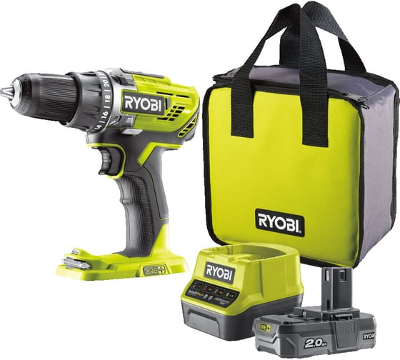 Компактная дрель-шуруповерт Ryobi ONE+ R18DD3-120S 5133003347 - выгодная цена, отзывы, характеристики, 3 видео, фото - купить в Москве и РФ