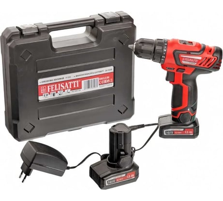 Аккумуляторная дрель-шуруповерт Felisatti ДА-14.4ЭР Li-ion, 2 аккум. 1.5 Ач 596.5.2.10