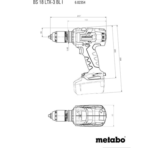 Аккумуляторная дрель-шуруповерт Metabo BS 18 LTX-3 BL I 602354660
