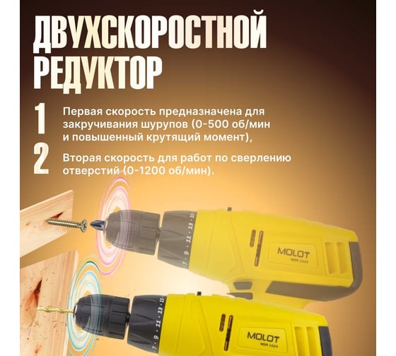 Cетевая дрель-шуруповерт MOLOT MDR10130019