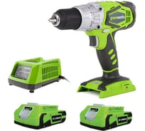 Ударная аккумуляторая дрель-шуруповерт Greenworks G24CDK2