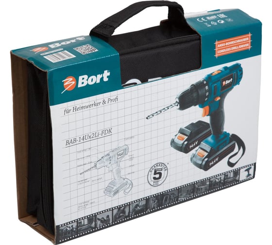 Аккумуляторная дрель-шуруповерт Bort BAB-14Ux2Li-FDK 98296792