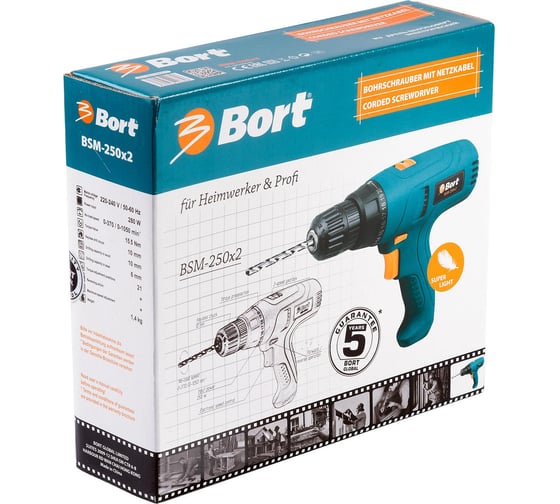 Дрель-шуруповерт Bort BSM-250x2 98296648