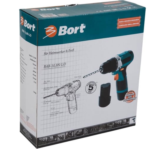 Аккумуляторная дрель-шуруповерт Bort BAB-10,8N-LiD 98292268