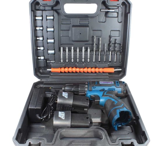 Аккумуляторная дрель-шуруповерт AktiTool cd16g set 16 В, 2 li-ion аккум. 1500 mah, кейс, гибкий удл. 101206