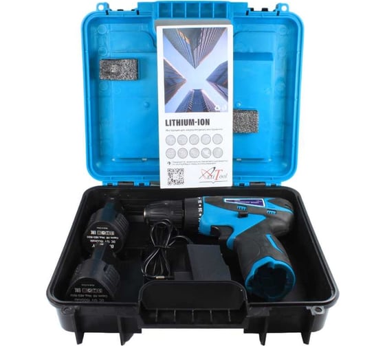 Аккумуляторная дрель-шуруповерт AktiTool cd12g в кейсе, 12 В, 2 li-ion аккум. 1500 mah 101202