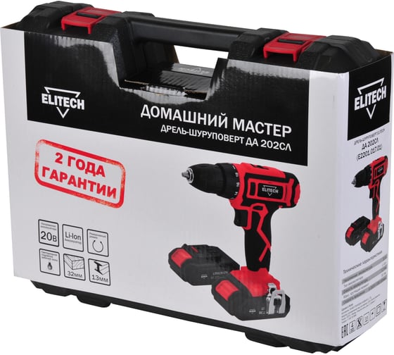 Аккумуляторная дрель Elitech ДА 202СЛ ДМ 202415