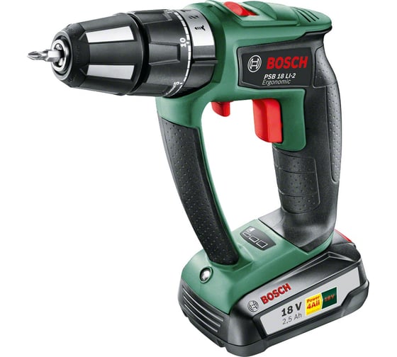 Аккумуляторная ударная дрель-шуруповерт Bosch PSB 18LI-2 Ergonomic 0.603.9B0.300