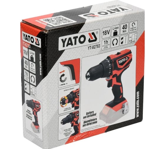 Аккумуляторный шуруповерт YATO LI-ION 18 В, без аккумулятора YT-82783
