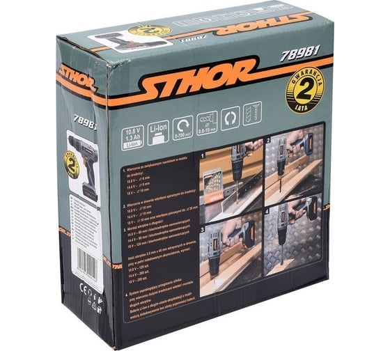 Аккумуляторный шуруповерт STHOR LI-ION 10.8 В 78981
