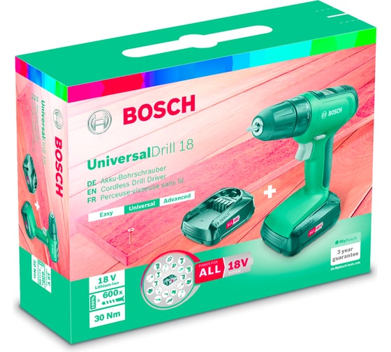 Аккумуляторная дрель-шуруповерт Bosch UniversalDrill 18 0.603.9C8.002