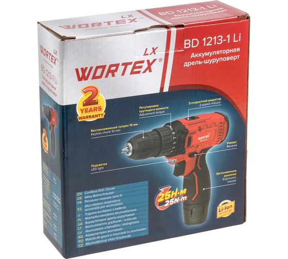 Аккумуляторная дрель-шуруповерт WORTEX LX BD 1213-1 Li 1329350