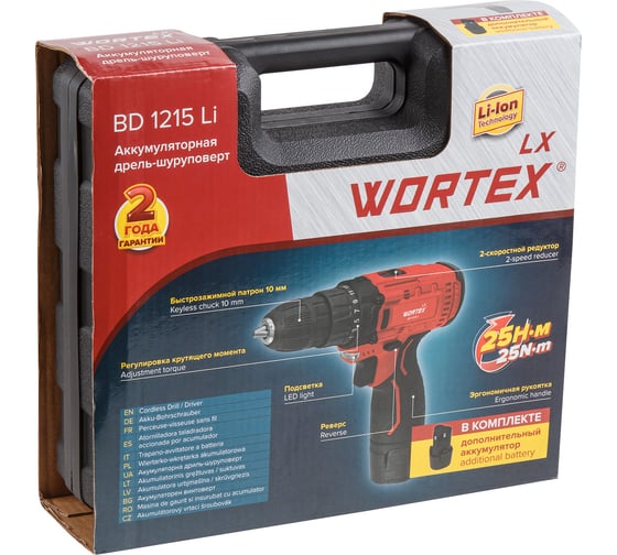 Аккумуляторная дрель-шуруповерт WORTEX LX BD 1215 Li 0329353