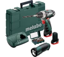 Аккумуляторный винтоверт Metabo PowerMaxx BS Basic + карманный фонарь TLA + 15 бит 600080930