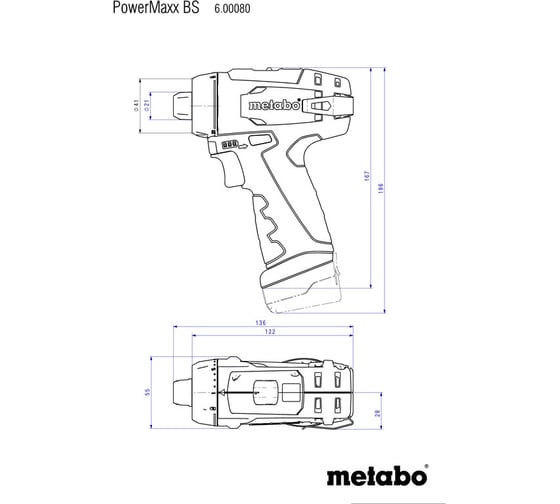 Аккумуляторный винтоверт Metabo PowerMaxx BS Basic + карманный фонарь TLA + 15 бит 600080930