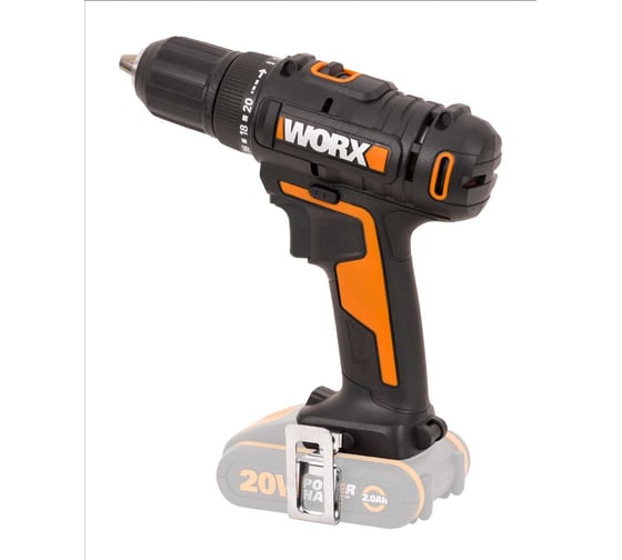 Аккумуляторная дрель-шуруповерт WORX 45Нм, 20В, без АКБ и ЗУ WX108.9