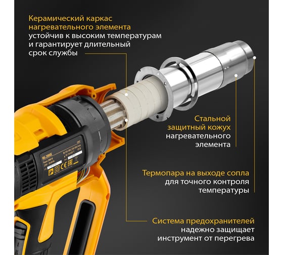 Технический фен DENZEL HG-2000E 28007