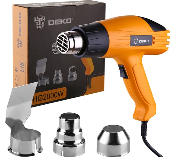 Строительный фен DEKO HG2000W, 2000Вт, 2 скорости, защита от перегрева 063-4166
