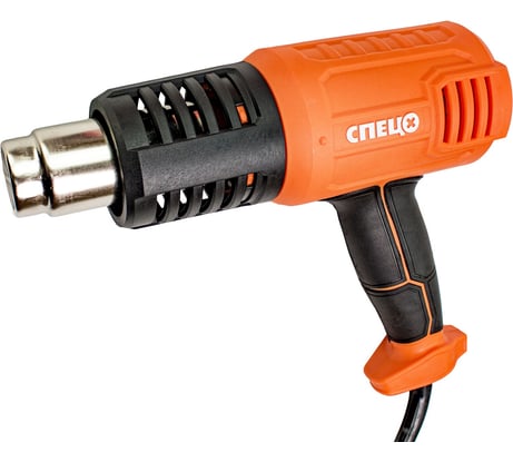 Фен технический СПЕЦ БПВ-2000, 2000Вт, 2 температурных режима (350/550 град Ц), производительность (300/500 л/мин), набор насадок 3шт, СПЕЦ-4048