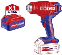 Аккумуляторный технический фен emtop 20 В, температура: 300/550 C, расход воздуха: 100/200 л/мин EHGN200215